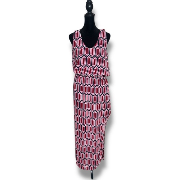 Banana Republic Dresses & Skirts - Banana Republic Red/White/Black Geometric Pattern Cutout Sleeveless Maxi Dress